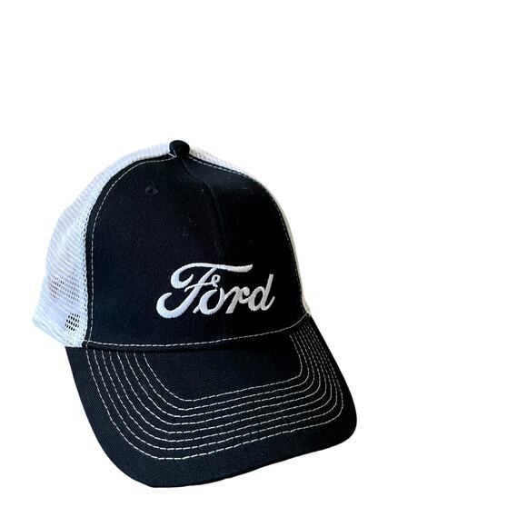FORD Men's Mesh Hat Black White Embroidered Logo One Size Fits Most OSFA - Picture 9 of 13